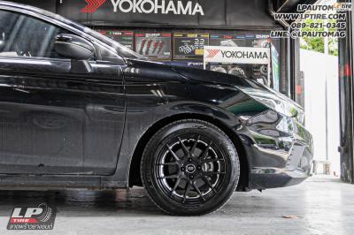 รถ - HONDA CITY ล้อแม็ก - ENKEI SC40 ดำด้านอันเดอร์คัตเงิน สเปค -15x7 ET35 4x100 สปริงโหลด YSS SPORT SERIES -หน้าโหลด 30mm -หลังโหลด 30mm ใช้ยางเดิม