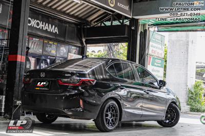 รถ - HONDA CITY ล้อแม็ก - ENKEI SC40 ดำด้านอันเดอร์คัตเงิน สเปค -15x7 ET35 4x100 สปริงโหลด YSS SPORT SERIES -หน้าโหลด 30mm -หลังโหลด 30mm ใช้ยางเดิม