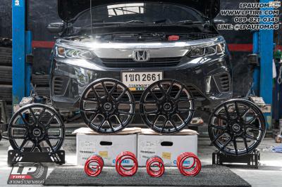 รถ - HONDA CITY ล้อแม็ก - ENKEI SC40 ดำด้านอันเดอร์คัตเงิน สเปค -15x7 ET35 4x100 สปริงโหลด YSS SPORT SERIES -หน้าโหลด 30mm -หลังโหลด 30mm ใช้ยางเดิม