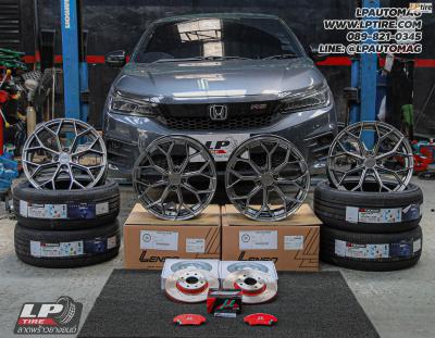 รถ - HONDA CITY ล้อแม็ก - LENSO Jager J1B Hyper Black สเปค - 17x7 ET35 4x100 ยาง - YOKOHAMA V553 เบอร์ - 205/45-17 จานเบรคหน้า - TRW XPS ผ้าเบรคหน้า - NEXZTER MU SPEC