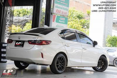 รถ - HONDA CITY&nbsp;ล้อแม็ก - ADVANTI N719 FlowForming ดำด้าน สเปค - 16x7 ET35 4x100&nbsp;รัดยาง - YOKOHAMA ES32 เบอร์ - 195/55-16