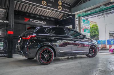 HONDA CITY GN Turbo ล้อแม็ก Type-R APEX ZR165 ดำขอบแดง 17x7.5 ET40 4x100 รัดยาง Deestone R702 205/45R17