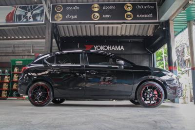 HONDA CITY GN Turbo ล้อแม็ก Type-R APEX ZR165 ดำขอบแดง 17x7.5 ET40 4x100 รัดยาง Deestone R702 205/45R17