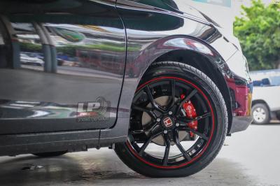 HONDA CITY GN Turbo ล้อแม็ก Type-R APEX ZR165 ดำขอบแดง 17x7.5 ET40 4x100 รัดยาง Deestone R702 205/45R17