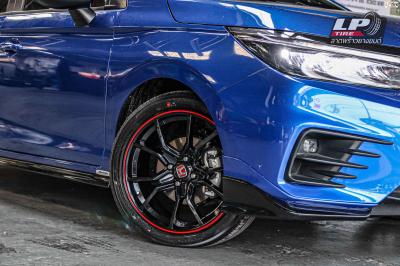 รถ - HONDA CITY ป้ายแดง ล้อแม็ก - APEX ZR165 ดำขอบแดง ขอบ - 17x7.5 ET40 4x100 ยาง - YOKOHAMA V552 เบอร์ - 205/45-17