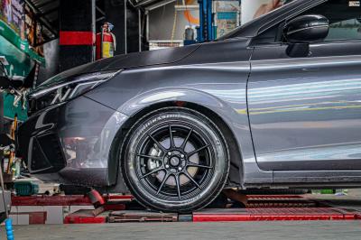 รถ - HONDA CITY ล้อแม็ก -ADVANTI N719 FlowForming ดำด้าน ขอบ -15x7 ET35 4x100 ยาง - BRIDGESTONE RE004 เบอร์ - 195/55-15