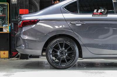 รถ - HONDA CITY ล้อแม็ก - ENKEI SC46 (M8522) ดำด้าน ขอบ - 17x7.5 ET40 4x100 ยาง -FIRENZA ST-01A เบอร์ -205/45-17 จานขยาย - Runstop ลาย F-SC 320mm