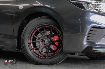 รถ - HONDA CITY ล้อแม็ก - ENKEI SC40 ดำด้านอัดเดอร์คัตแดง สเปค - 15x7 ET35 4x100 ยาง - maxxis ma-p3 เบอร์ - 185/60-15 จานเบรคหน้า RUNSTOP ขยายหน้า SIZE 262 MM.