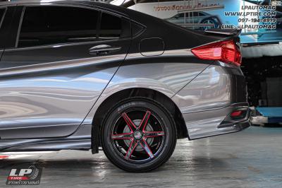 รถ - HONDA CITY ล้อแม็ก - LENSO Jager Craft ดำเงามิลลิ่งก้านแดง สเปค - 15x7 ET35 4x100 ยาง - ALLIANCE AL30 030Ex เบอร์ -195/55-15