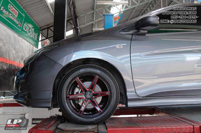 รถ - HONDA CITY ล้อแม็ก - LENSO Jager Craft ดำเงามิลลิ่งก้านแดง สเปค - 15x7 ET35 4x100 ยาง - ALLIANCE AL30 030Ex เบอร์ -195/55-15