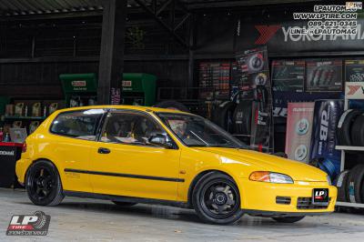 รถ - HONDA CIVIC ล้อแม็ก -NK Performance NK388 (SPOON) Flowforming BLACK FLAT สเปค - 15x7 ET35 4x100 ยาง - LENSO D-1CS เบอร์ - 195/55-15