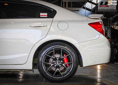 HONDA CIVIC FB จัดแม็ก LENSO Jager Dyna 17x7.5 ET35 5x114.3 #Hyper Dark + DEESTONE R702 215/45-17 พร้อมจัดฝาครอบ BREMBO สีแดง +โช้คหน้า-หลัง