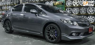 Honda Civic FB + ล้อแม็ก Lenso Project-D Spec E (PDE) 17นิ้ว สีHyper Dark + ยาง FALKEN ZE912 215/45-17