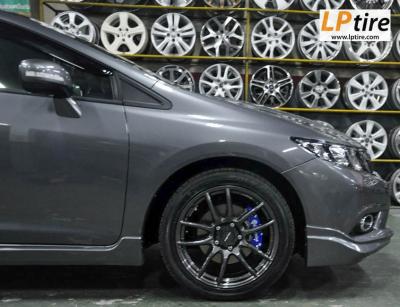 Honda Civic FB + ล้อแม็ก Lenso Project-D Spec E (PDE) 17นิ้ว สีHyper Dark + ยาง FALKEN ZE912 215/45-17