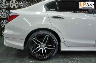 Honda Civic FB + ล้อแม็ก Lenso Conquista 4 18นิ้ว หน้า8 หลัง9 สีดำด้าน + ยาง YOKOHAMA A-DRIVE R1 225/40-18