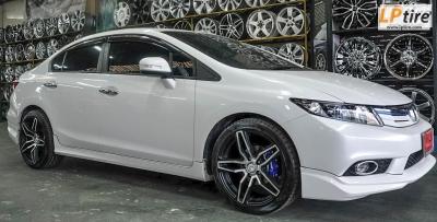 Honda Civic FB + ล้อแม็ก Lenso Conquista 4 18นิ้ว หน้า8 หลัง9 สีดำด้าน + ยาง YOKOHAMA A-DRIVE R1 225/40-18