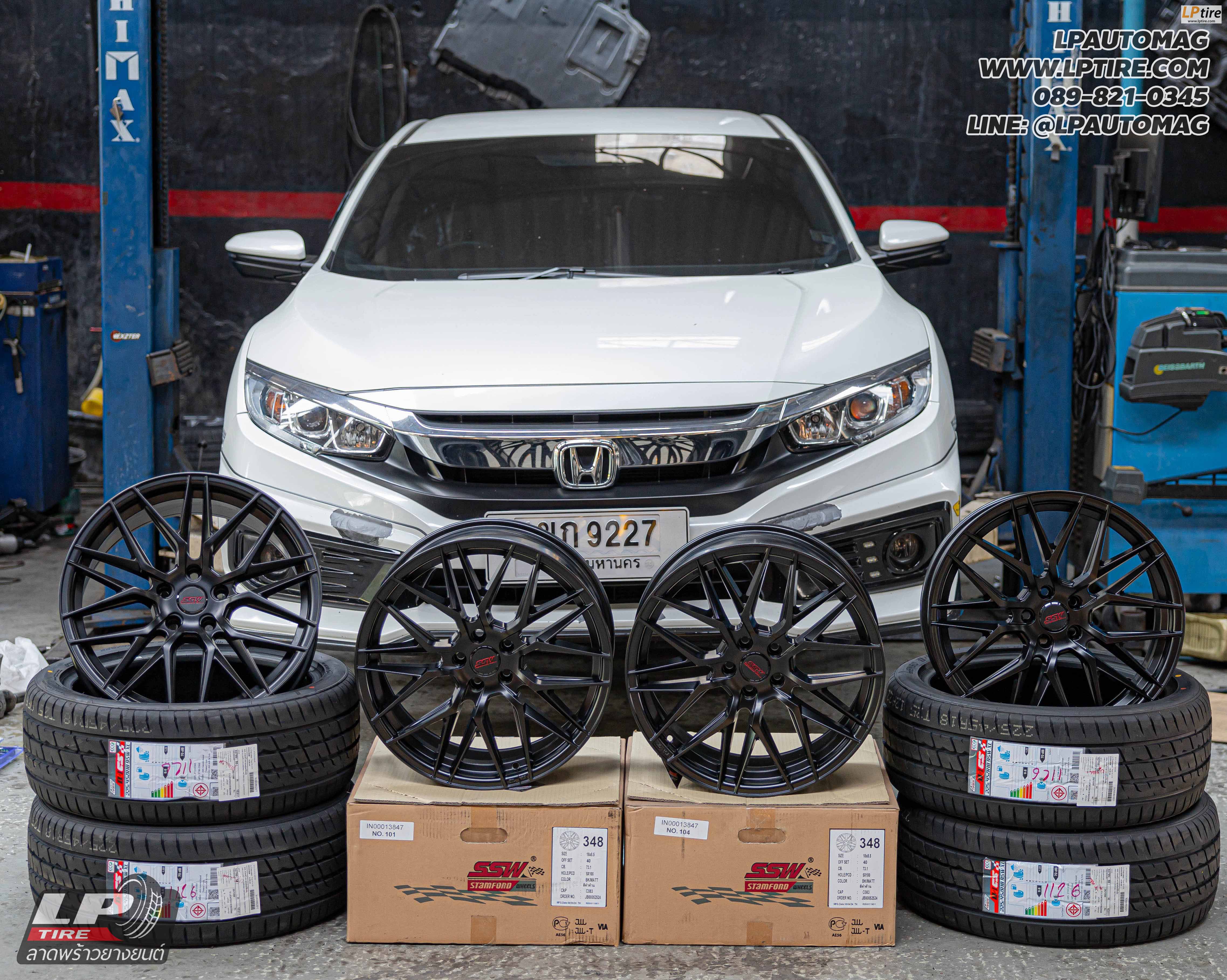 รถ - HONDA CIVIC ล้อแม็ก - SSW S348 ดำด้าน สเปค- 18x8.5 ET40 5x114.3 รัดยาง - LENSO D-1CS
เบอร์ - 225/45-18