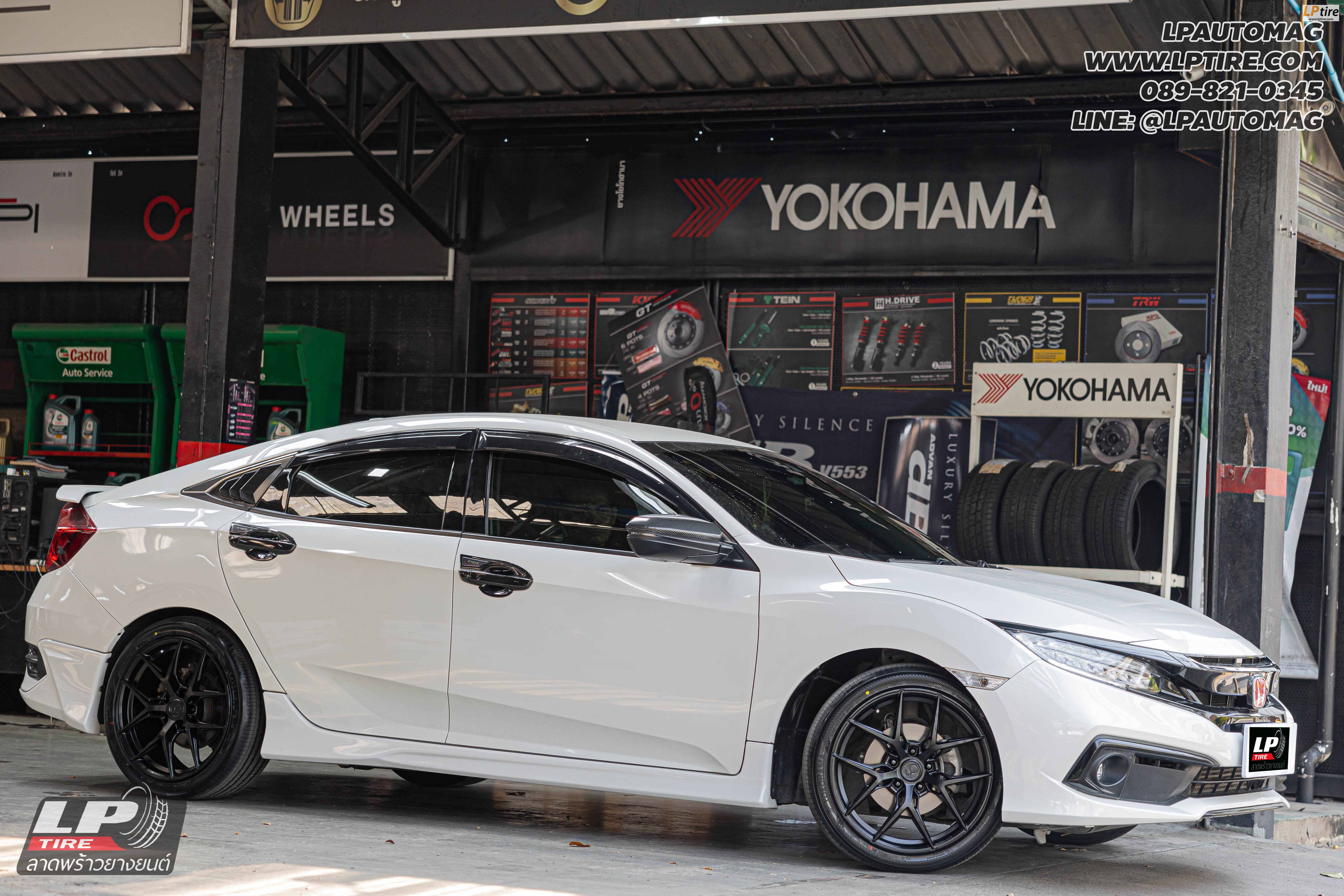รถ - HONDA CIVIC ล้อแม็ก - ORI WHEELS CHAPTER-4 FlowForming ดำด้าน สเปค - 18x8.5 ET35 5x114.3-5x112 รัดยาง - YOKOHAMA V553 เบอร์ - 235/40-18
