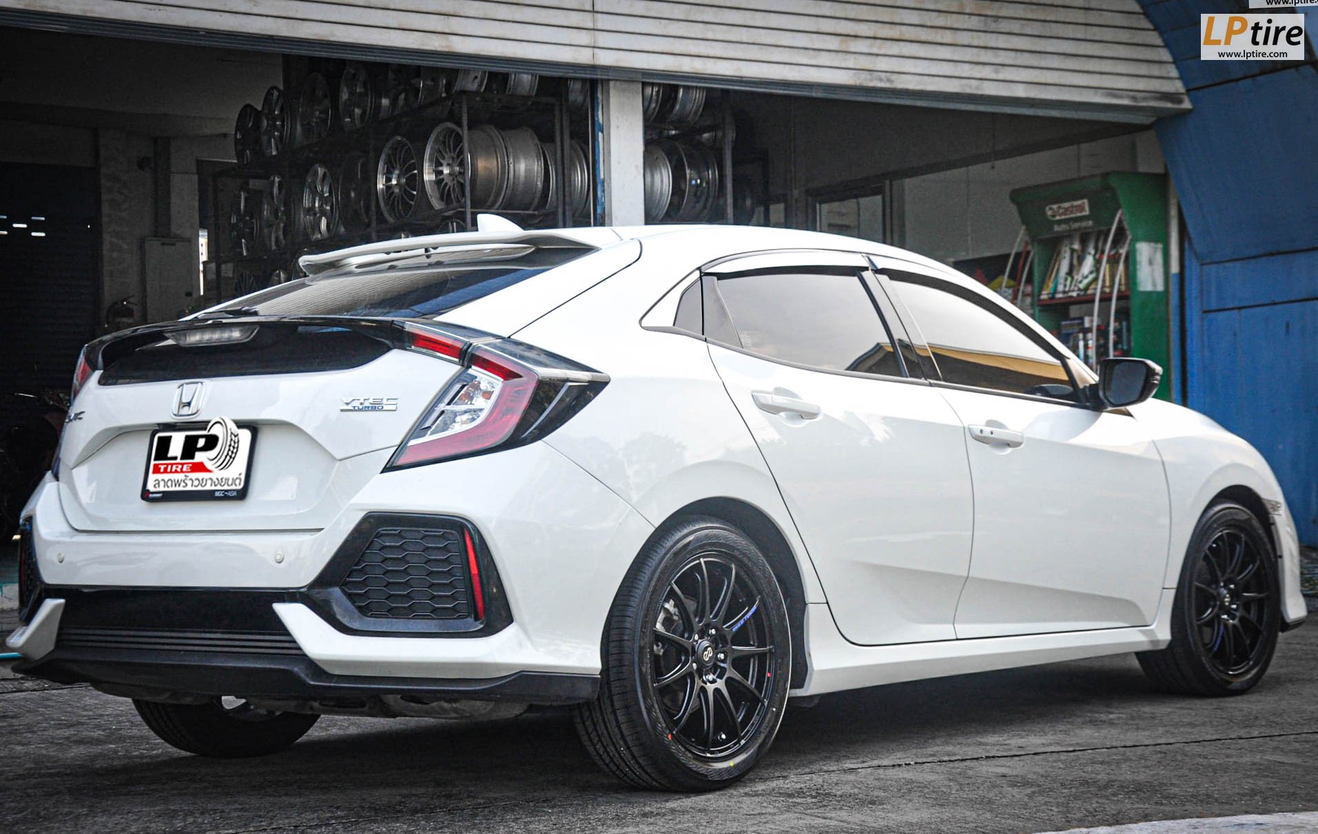 HONDA CIVIC FK จัดล้อ ENKEI SC22 แท้ 17 5x114 สีดำด้าน พร้อมยาง 215/50R17 YOKOHAMA DB V552