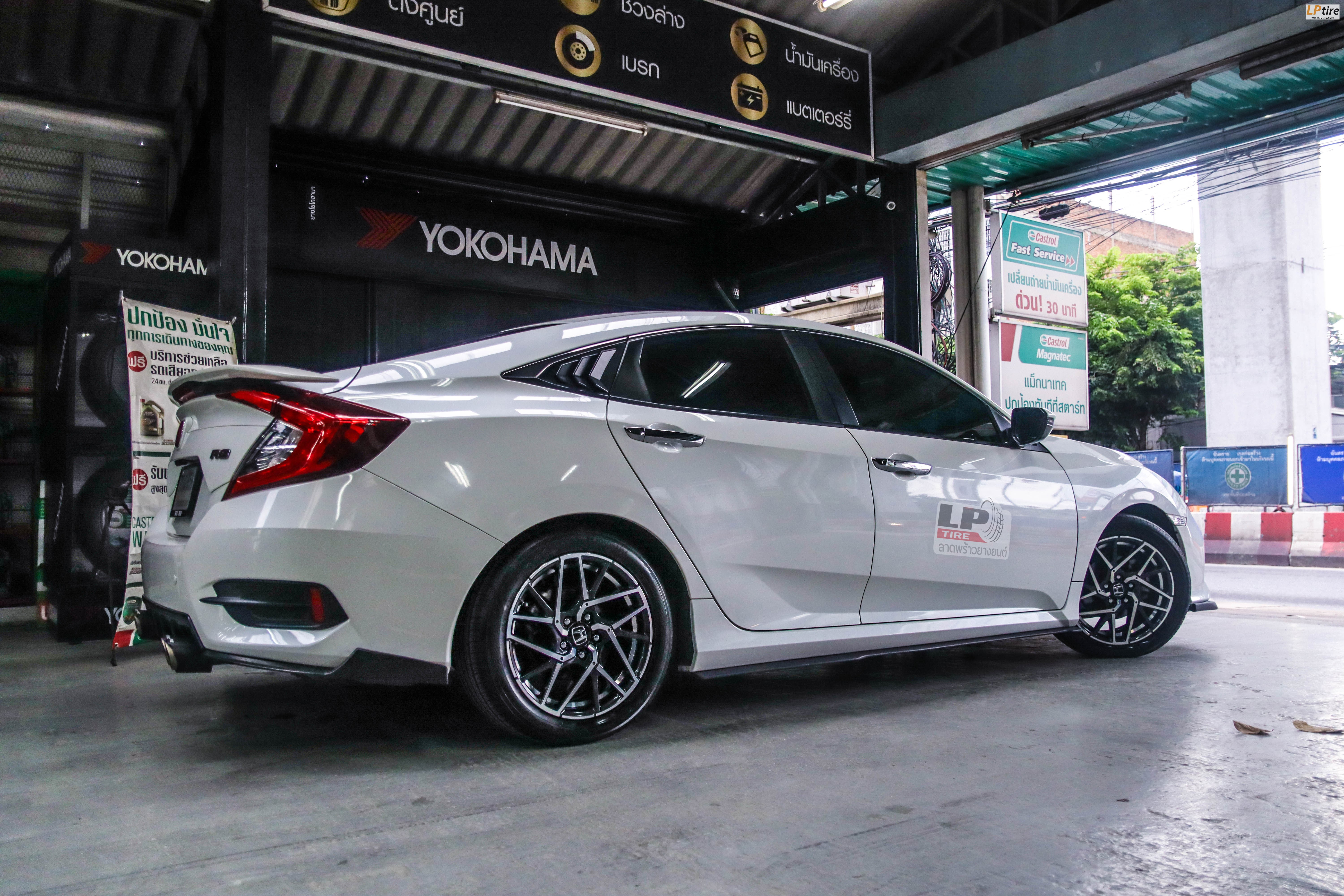 Honda Civic FC ล้อแม็ก Honda OEM Modulo 17x7 ET45 5x114.3 รัดยาง Yokohama Advan dB V552 ตัวท็อป 215/50-17