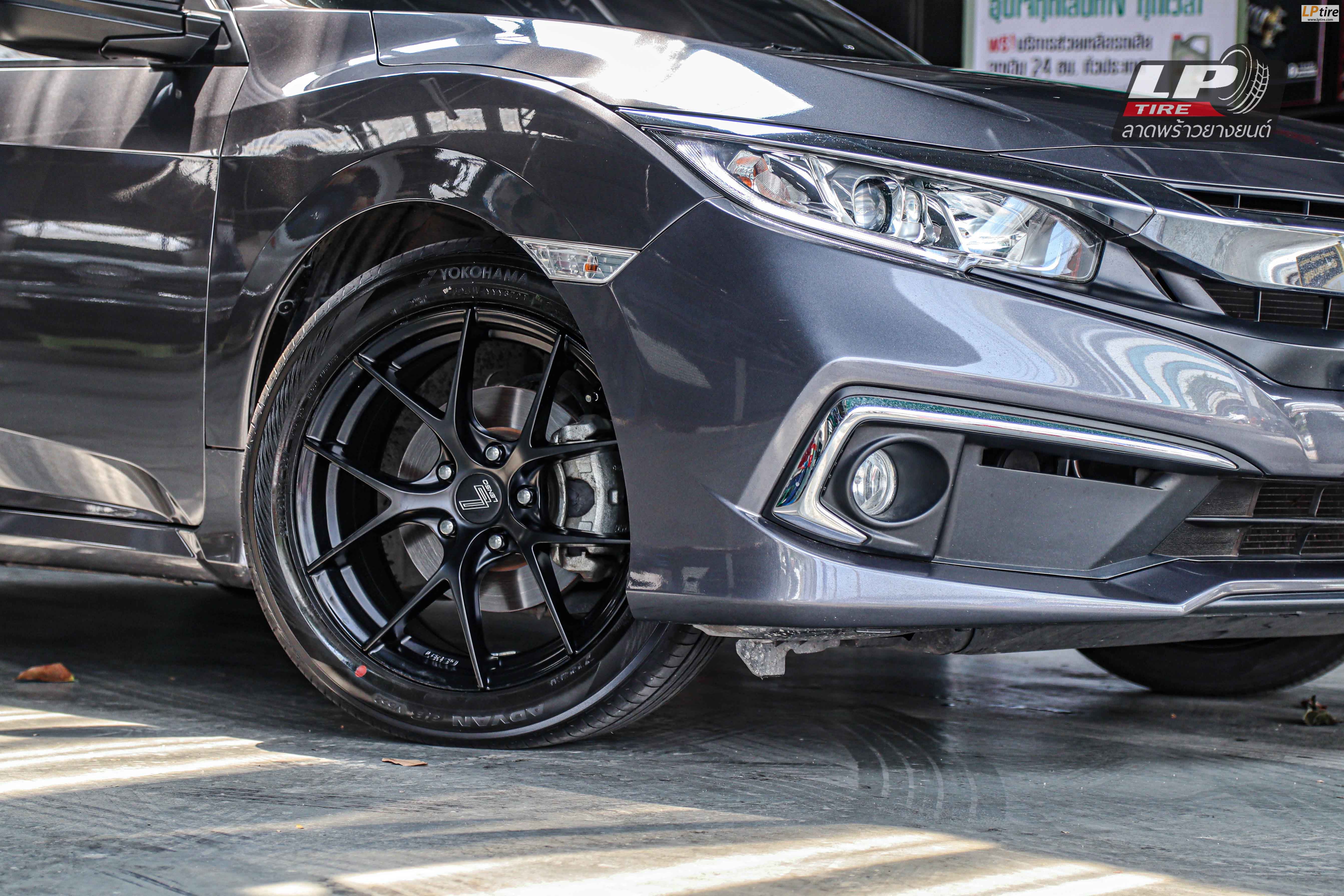 รถ - HONDA CIVIC ล้อแม็ก - LENSO Jager Dyna ดำด้าน สเปค - 17x7.5 ET35 5x114.3 รัดยาง - YOKOHAMA V552 เบอร์- 215/50-17