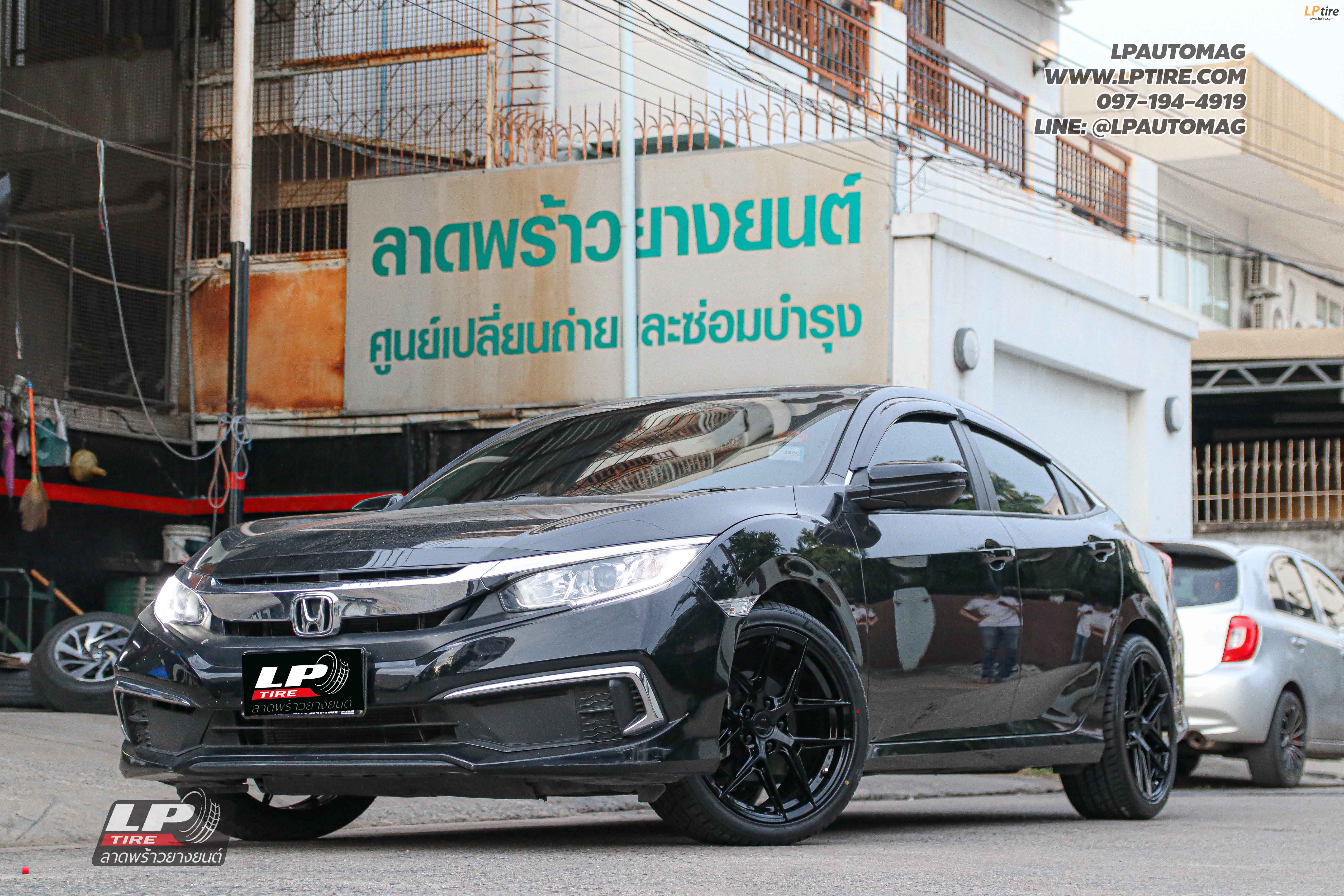 รถ - HONDA CIVIC ล้อแม็ก - VAGE VF013 ดำเงา สเปค - 18x8.5 ET35 5x112-5x114.3 ยาง - LENSO D-1CS เบอร์ - 235/40-18