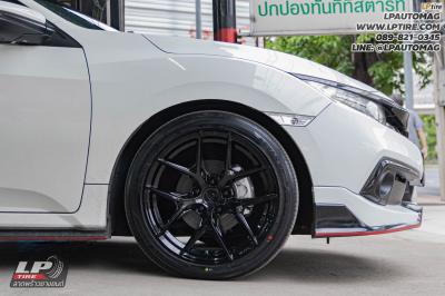 รถ - Honda Civic ล้อแม็ก - VAGE VF04 BLACK สเปค - 18x8.5 ET35 5x112-5x114.3 ยาง - YOKOHAMA V553 เบอร์- 225/45-18