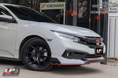 รถ - Honda Civic ล้อแม็ก - VAGE VF04 BLACK สเปค - 18x8.5 ET35 5x112-5x114.3 ยาง - YOKOHAMA V553 เบอร์- 225/45-18