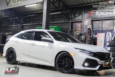 รถ - HONDA CIVIC ล้อแม็ก - VAGE VF013 FlowForming ดำเงา สเปค - 18x8.5 ET35 5x112-5x114.3 ยาง - YOKOHAMA AE51 เบอร์ -235/40-18 โช๊คอัพ Profender Fitz