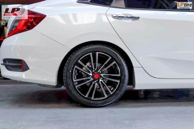 รถ - HONDA CIVIC ล้อแม็ก - LENSO SAMURAI RYU 17x7.5 สีดำเงากลึงหน้าเงา สเปค - 5x114.3 ET35 รัดยาง - YOKOHAMA BluEarth-GT AE51 เบอร์ - 215/50-17