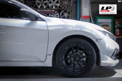 รถ - HONDA CIVIC ล้อแม็ก - ENKEI SC46 สีดำด้าน สเปค - 17x7.5 5x114.3 ET35 รัดยาง - YOKOHAMA BluEarth-GT AE51 เบอร์ - 215/50-17