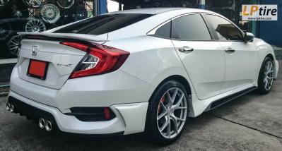 HONDA CIVIC + ล้อแม็ก LENSO JAGER DYNA ขอบ 18นิ้ว สีซิลเวอร์ด้าน + ยางรถยนต์ DEESTONE R702 225/45-18