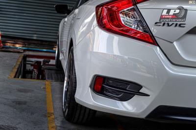 รถ - HONDA CIVIC ล้อแม็ก - VLF FLOW FORM BBS LM VLF-P05ดำเงาขอบเงา สเปค - 18x8.5 ET38 5x114.3 รัดยาง - FIRENZA ST-01A เบอร์- 225/45-18