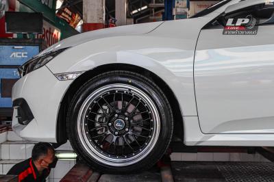 รถ - HONDA CIVIC ล้อแม็ก - VLF FLOW FORM BBS LM VLF-P05ดำเงาขอบเงา สเปค - 18x8.5 ET38 5x114.3 รัดยาง - FIRENZA ST-01A เบอร์- 225/45-18