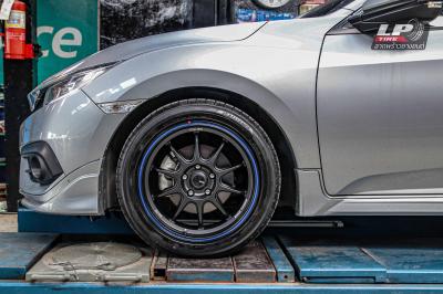 รถ - HONDA CIVIC ล้อแม็ก - ENKEI SC55 ดำด้านขอบน้ำเงิน ขอบ - 17x8 ET35 5x114.3 ยาง - ALLIANCE AL30 030Ex เบอร์ - 215/50-17