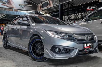 รถ - HONDA CIVIC ล้อแม็ก - ENKEI SC55 ดำด้านขอบน้ำเงิน ขอบ - 17x8 ET35 5x114.3 ยาง - ALLIANCE AL30 030Ex เบอร์ - 215/50-17