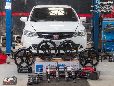 รถ - HONDA CIVIC ล้อแม็ก - NK Performance NK388 (SPOON) Flowforming ดำด้าน สเปค - 17x8.5 ET35 5x112-5x114.3 ยาง - YOKOHAMA V553 เบอร์ - 215/45-17 โช๊คอัพสตรัทปรับเกลียว Silver NeoMax Prime