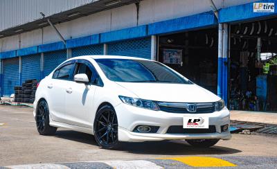 HONDA CIVIC จับคู่กับ ล้อแม็ก VAGE Wheels รุ่น VF02 FlowForming 8.5kg 18x8.5นิ้ว 5x113,5x114.3 ET35 ดำหน้าเงา 225/40R18 ALLIANCE AL30 MADE IN JAPAN (by YOKOHAMA) ปี21