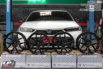 รถ - HONDA CIVIC ล้อแม็ก - VAGE VF04 FlowForming BLACK สเปค - 18x8.5 ET35 5x112-5x114.3 รัดยาง - MICHELIN PILOT SPORT 4. เบอร์-235/40-18
