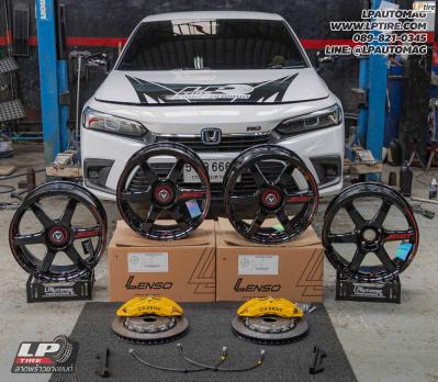 รถ - HONDA CIVIC FE ล้อแม็ก - LENSO VENOM SUPER GT VNT LITETECH+ FlowFormin สเปค -18x8.5 ET35 5x114.3 ยาง - YOKOHAMA V107 Advan Sport (JAPAN) เบอร์ - 235/40-18 ชุดเบรค - HDrive RS Series 6Pots 355mm