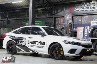 รถ - HONDA CIVIC FE&nbsp;ล้อแม็ก - LENSO VENOM SUPER GT VNT LITETECH+ FlowFormin สเปค -18x8.5 ET35 5x114.3&nbsp;ยาง - YOKOHAMA V107 Advan Sport (JAPAN) เบอร์ - 235/40-18 ชุดเบรค - HDrive RS Series 6Pots 355mm