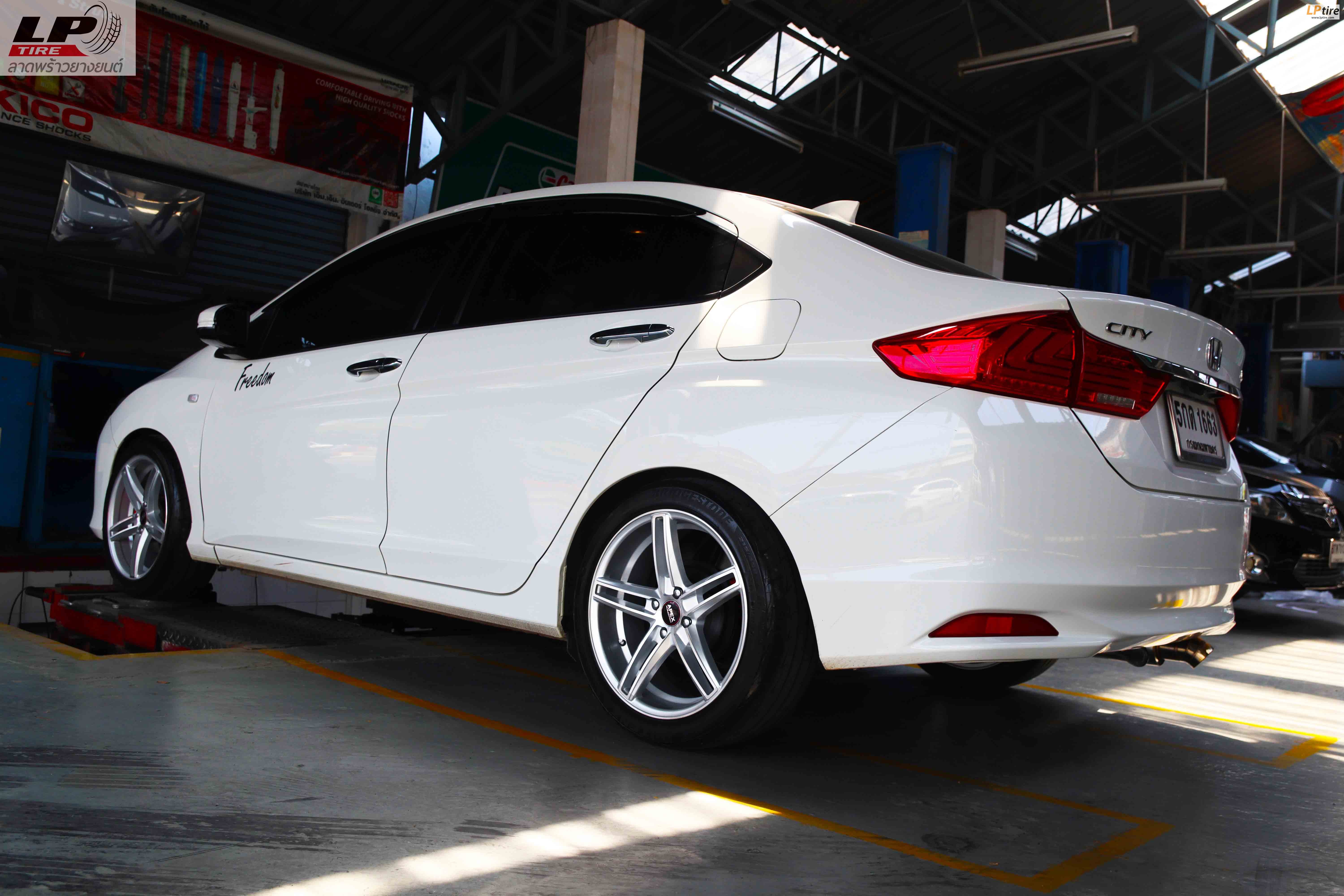 HONDA CITY จัดล้อแม็ก #CV5 17x7.5 ET35 4x100 #HSหน้าเงา ใส่ยางเดิมยังสวยงาม