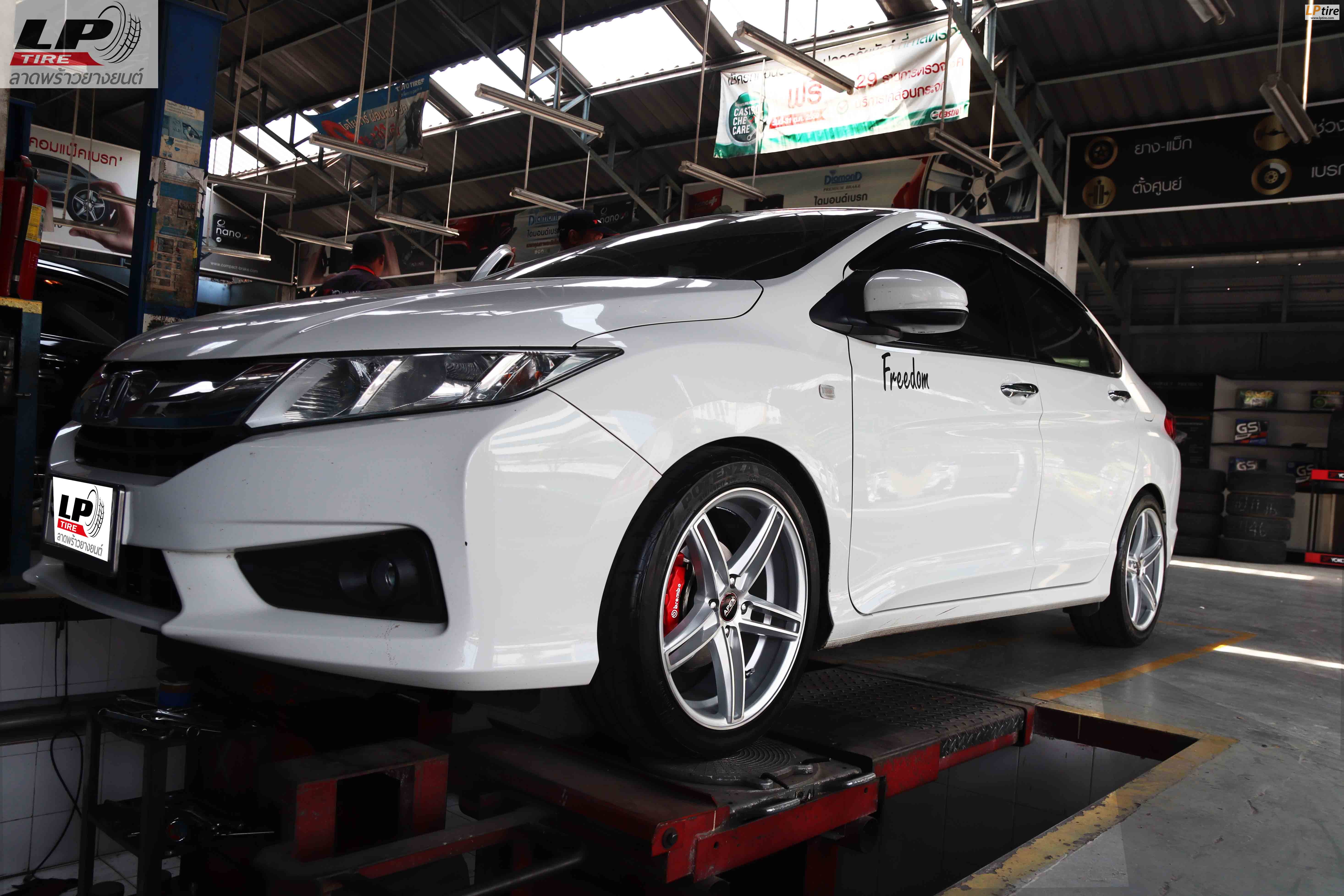 HONDA CITY จัดล้อแม็ก #CV5 17x7.5 ET35 4x100 #HSหน้าเงา ใส่ยางเดิมยังสวยงาม