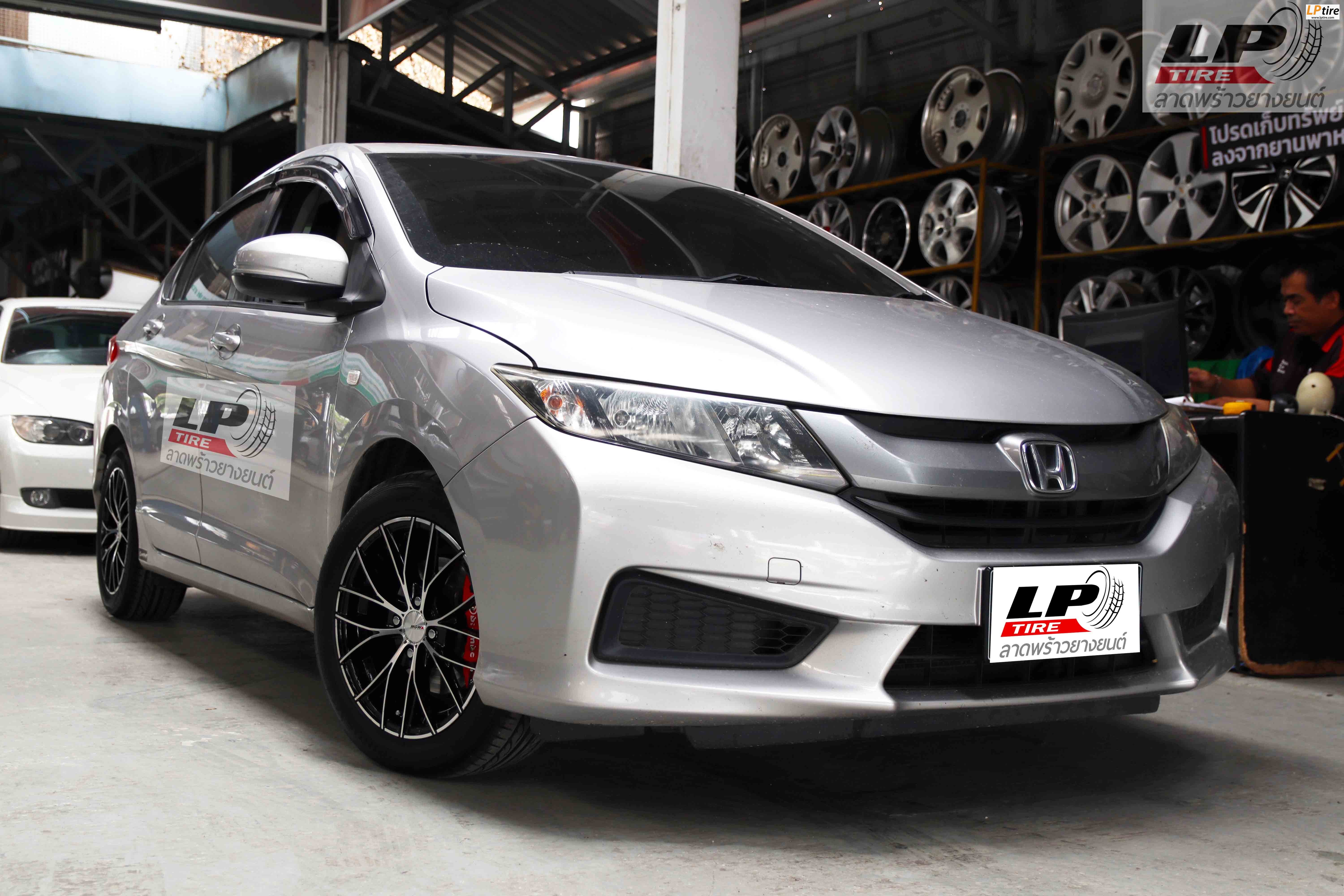 รถ - HONDA  CITY  ล้อแม็ก - MGW  MF-1028 สีดำหน้าเงา สเปค - 15x7.0 4x100 ET35 รัดยาง - HANKOOK  K120 V12 EVO2 เบอร์ - 195/55R15