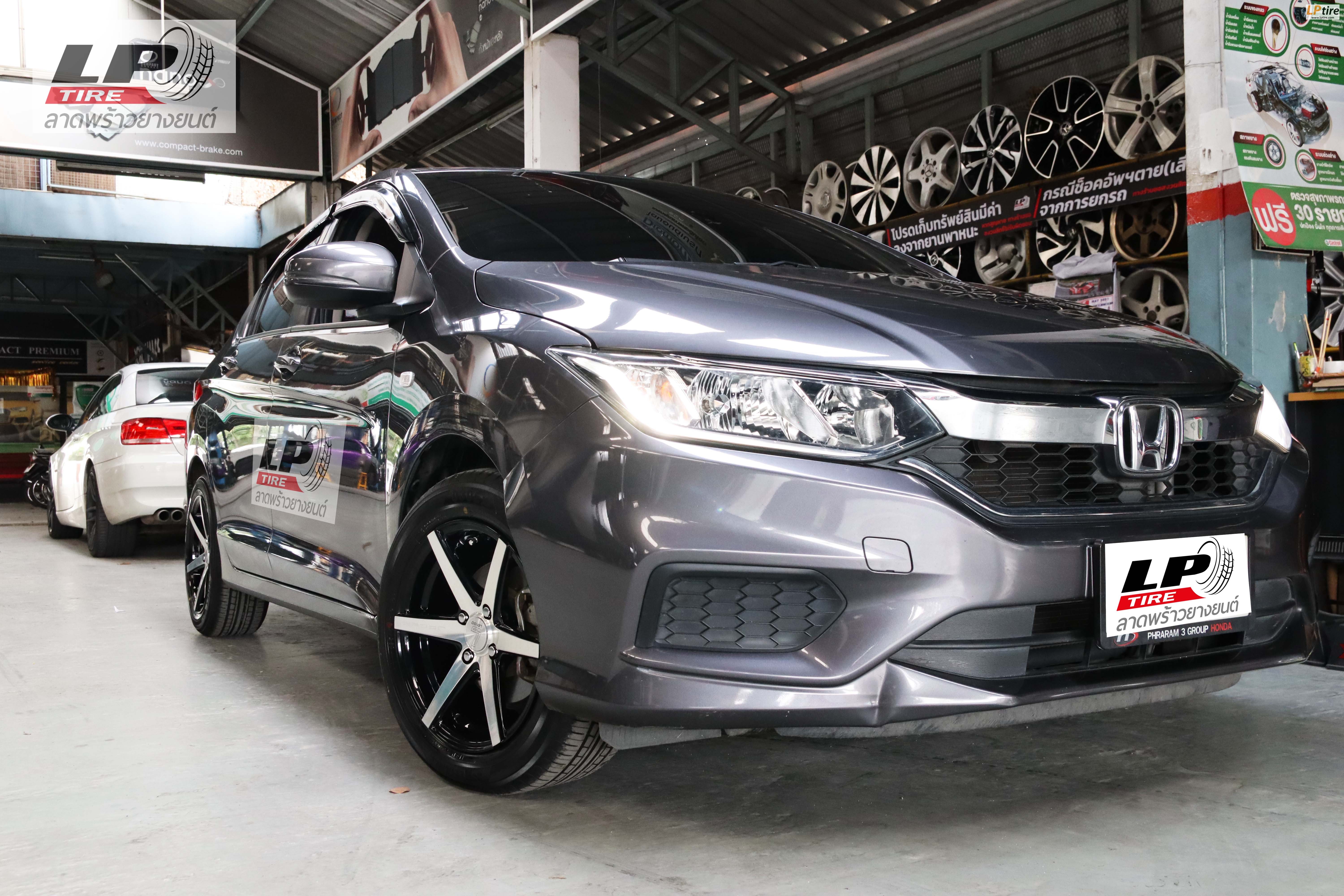 รถ - HONDA CITY ล้อแม็ก - LENSO Jager Craft สีดำหน้าเงา สเปค - 15x7.0 4x100 ET35 รัดยาง - YOKOHAMA Alliance 030EX AL30 เบอร์ - 195/55R15