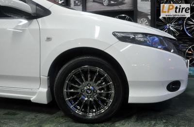 Honda City + ล้อแม็ก SSW Fin (S105) 15นิ้ว สี Black Chrome + ยาง YOKOHAMA BluEarth 195/55R15