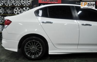 Honda City + ล้อแม็ก SSW Fin (S105) 15นิ้ว สี Black Chrome + ยาง YOKOHAMA BluEarth 195/55R15