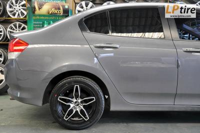 Honda City + ล้อแม็ก Status U182 15นิ้ว สีดำหน้าเงา + ยาง FALKEN ZE522 195/55R15