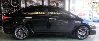 Honda City + ล้อแม็ก Lenso Samurai Azura (SCA) 17นิ้ว สี Hyper Black + ยาง YOKOHAMA EARTH-1 205/45R17