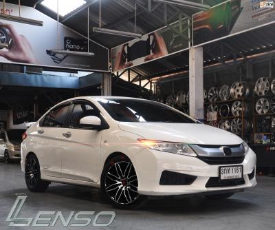 Honda City + แม็ก LENSO Samurai Azura ขอบ 17 สีดำหน้าเงา + ยาง DEESTONE R702 215/45-17